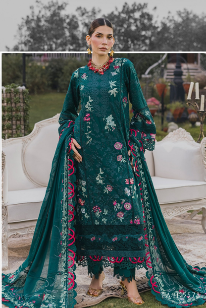 3 Piece Suit Stitched Embroidered Lawn BY Eshaisha Eid Special 2026 EA-LL-5578