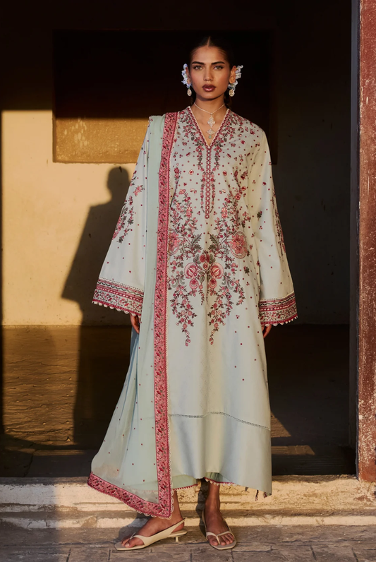Zan by Hussain Rehar 3 Piece Suit Stitched Luxury Lawn Festive Collection'26-FIRUZ