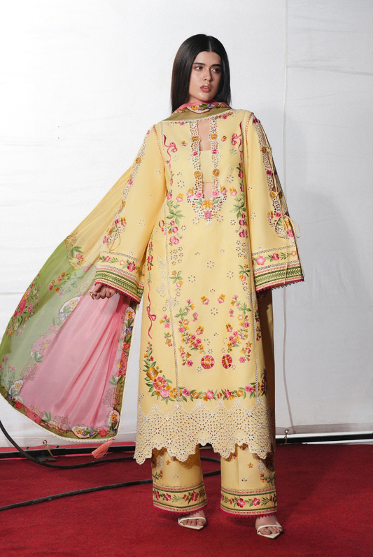 Hussain Rehar Jugnu – Stitched 3 Piece Embroidered Chiffon Suit-JAHAN
