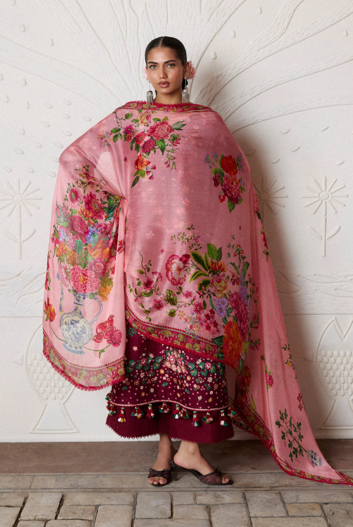 Zan by Hussain Rehar 3 Piece Suit Stitched Luxury Lawn Festive Collection'26 KESTANE
