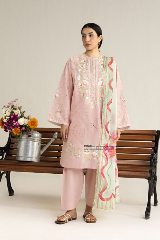 Coco by Zara Shahjahan Edit 26 Vol II Stitched Embroidered Lawn 3 Piece Suit-LUNE-2B