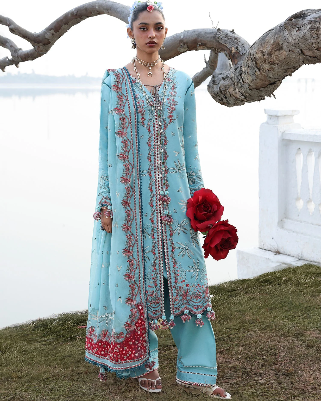 3 Piece Suit Stitched Embroidered KALABAGH Luxury Lawn '26 by Hussain Rehar Eid Edit SEPHER-D#82