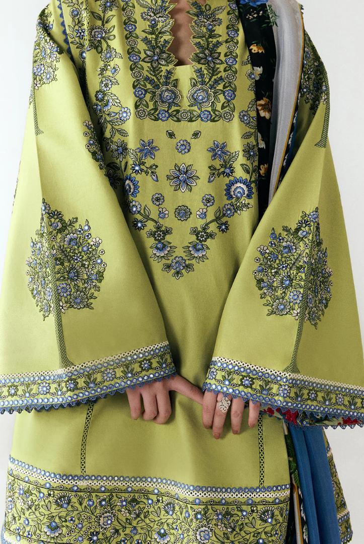 Jugnu by Hussain Rehar Stitched 3 Piece Embroidered Lawn Suit – MAI-D#1279