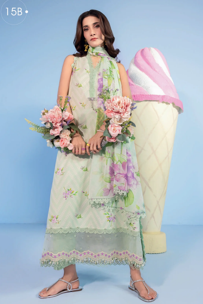 M/basics by Maria.B Spring Summer Stitched Printed Lawn 3 PC Suit – MB-CUSV13-15-B