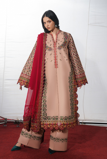 Hussain Rehar Jugnu – Stitched 3 Piece Embroidered Chiffon Suit-NAZEH