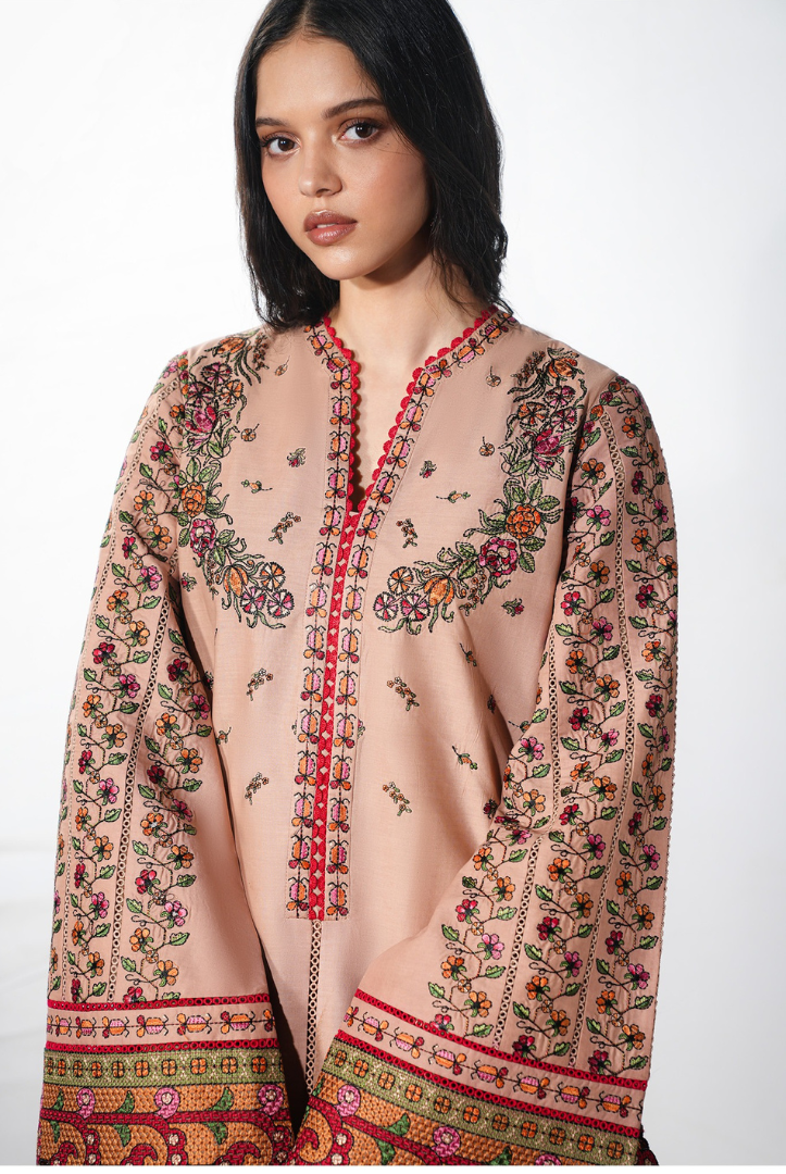 Hussain Rehar Jugnu – Stitched 3 Piece Embroidered Chiffon Suit-NAZEH