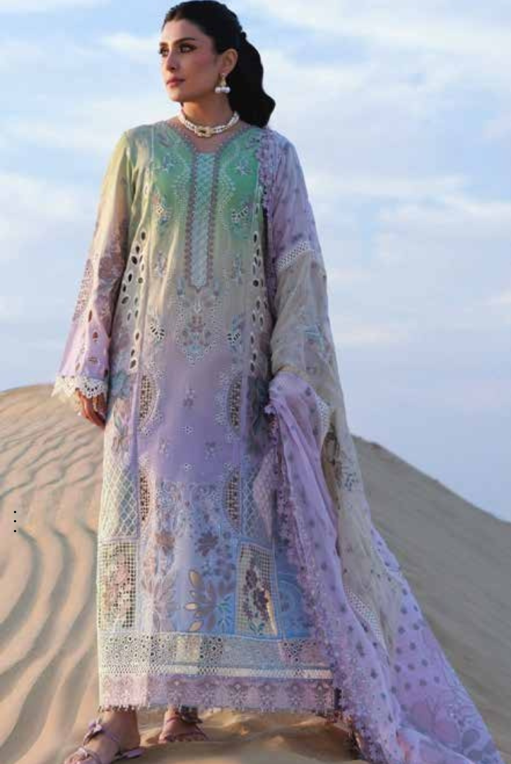 3 Piece Suit Stitched Luxury Lawn AMAN BY Nureh NE-228