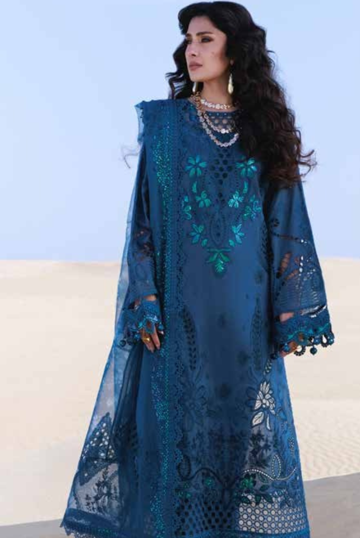 3 Piece Suit Stitched Luxury Lawn AMAN BY Nureh NE-229