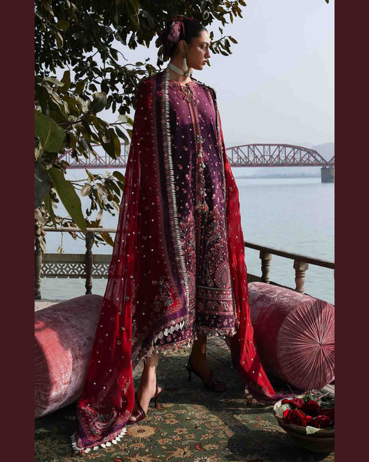 3 Piece Suit Stitched Embroidered KALABAGH Luxury Lawn '26 by Hussain Rehar Eid Edit NIHDI-D#90