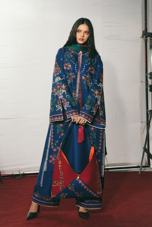 Hussain Rehar Jugnu – Stitched 3 Piece Embroidered Chiffon Suit-PEROZ
