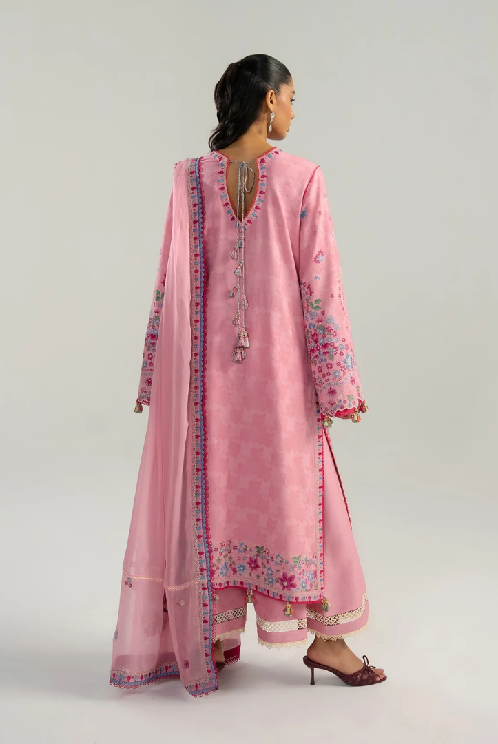 Zan by Hussain Rehar 3 Piece Suit Stitched Luxury Lawn Festive Collection'26-PEMBE