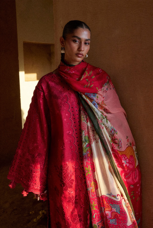 Zan by Hussain Rehar 3 Piece Suit Stitched Luxury Lawn Festive Collection'26-QERMEZ