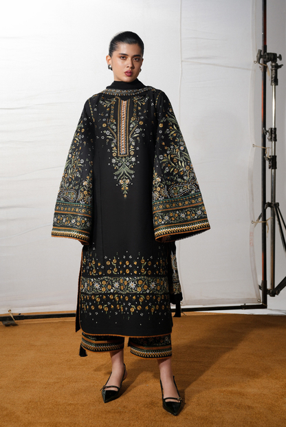 Hussain Rehar Jugnu – Stitched 3 Piece Embroidered Chiffon Suit-RANI