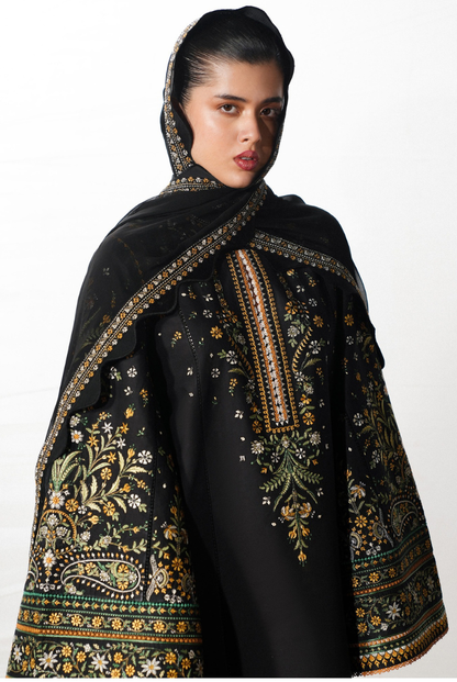 Hussain Rehar Jugnu – Stitched 3 Piece Embroidered Chiffon Suit-RANI