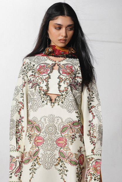Hussain Rehar Jugnu – Stitched 3 Piece Embroidered Chiffon Suit-RASTI