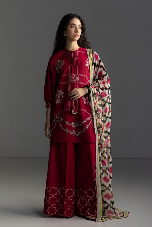 3 Piece Suit Stitched Embroidered Lawn Coco By Zara Shahjahan Lawn’26 RIVAE-1B