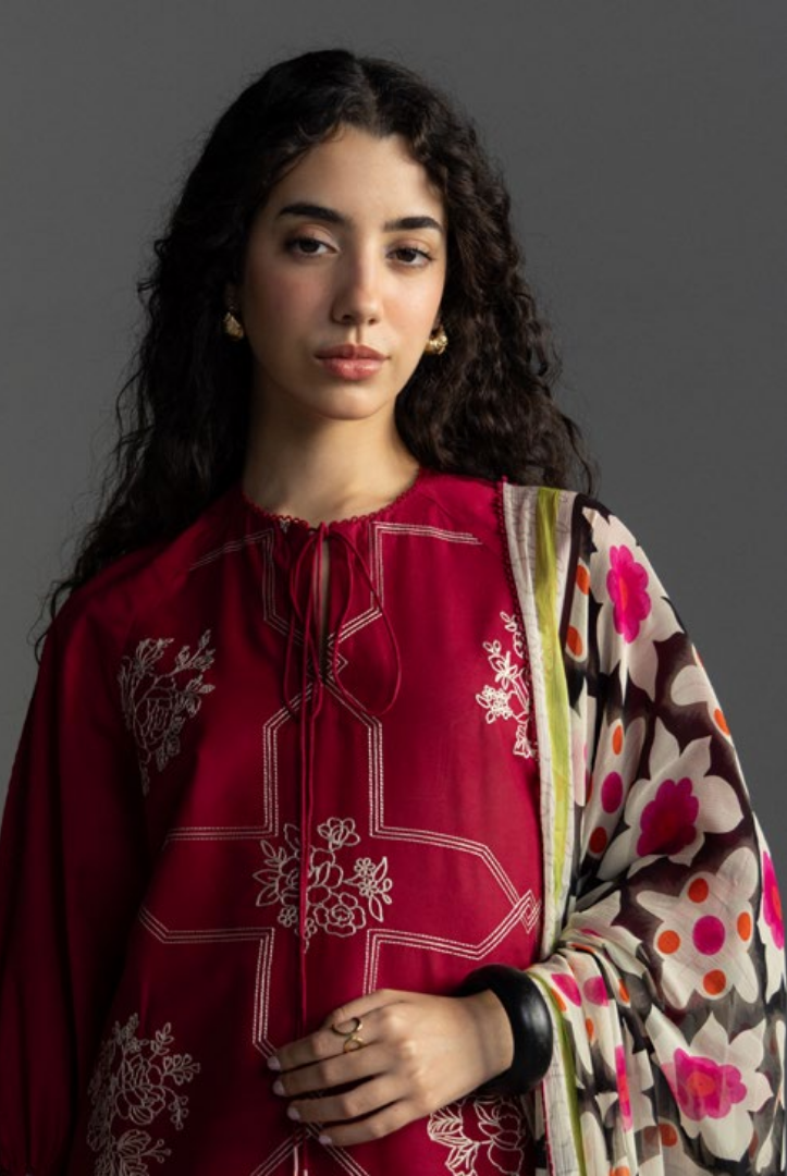 3 Piece Suit Stitched Embroidered Lawn Coco By Zara Shahjahan Lawn’26 RIVAE-1B