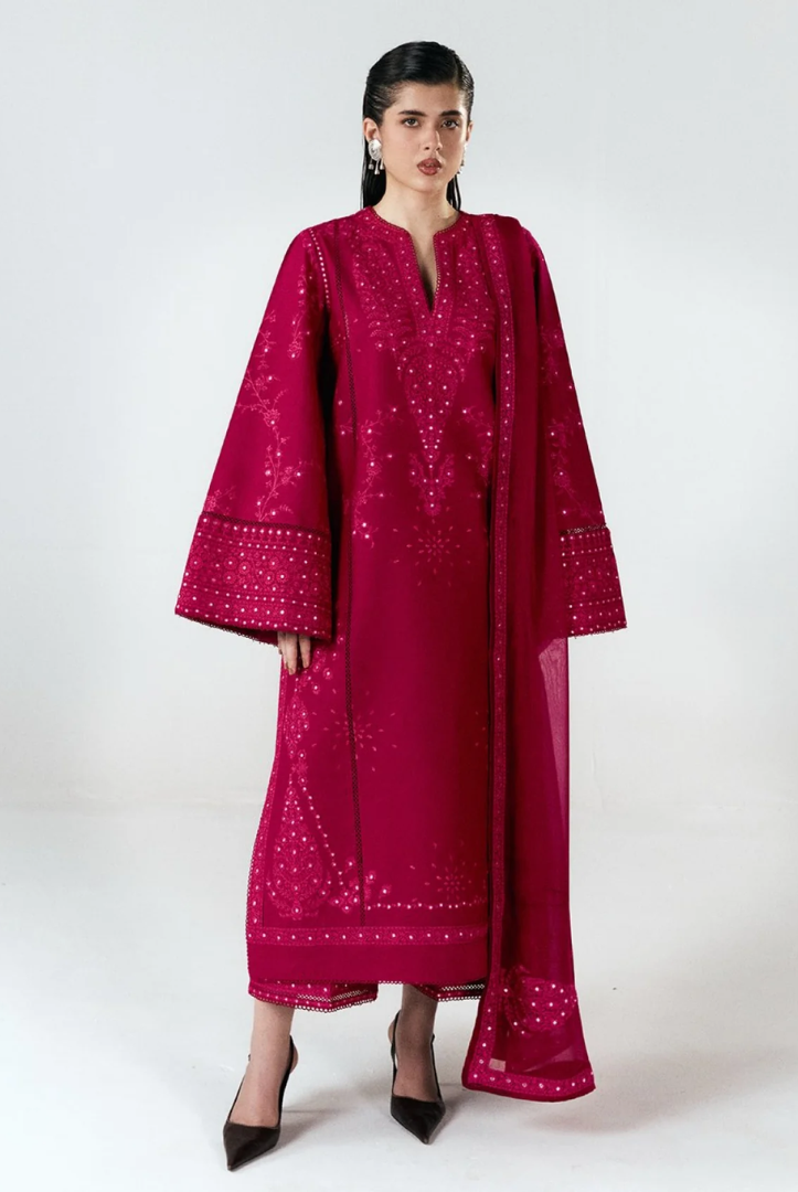 Jugnu by Hussain Rehar Stitched 3 Piece Embroidered Lawn Suit – SELA-D#1276
