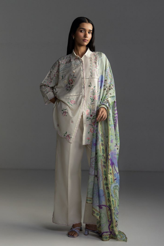 3 Piece Suit Stitched Embroidered Lawn Coco By Zara Shahjahan Lawn’26 SEREN-5A