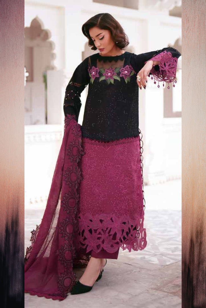 3 Piece Suit Stitched Embroidered Lawn Shangrila by Parishay Collection'26-SLA-02