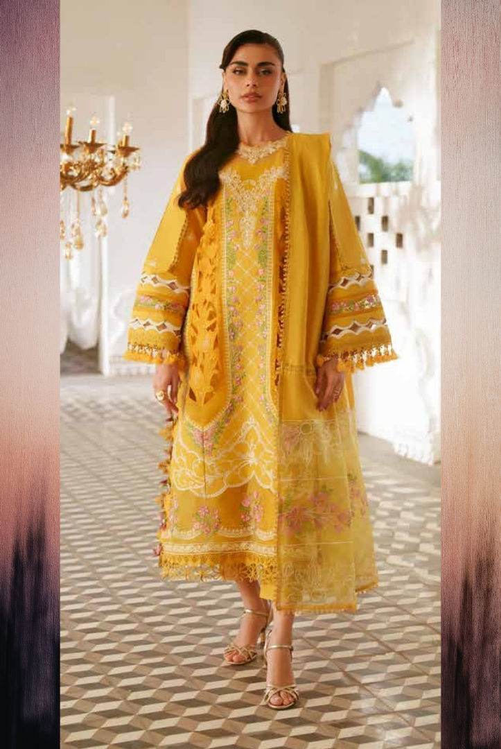 3 Piece Suit Stitched Embroidered Lawn Shangrila by Parishay Collection'26-SLA-05