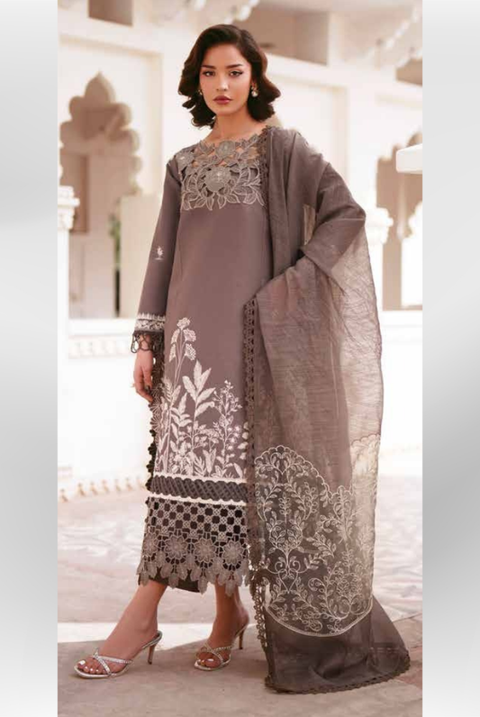 3 Piece Suit Stitched Embroidered Lawn Shangrila by Parishay Collection'26-SLA-14