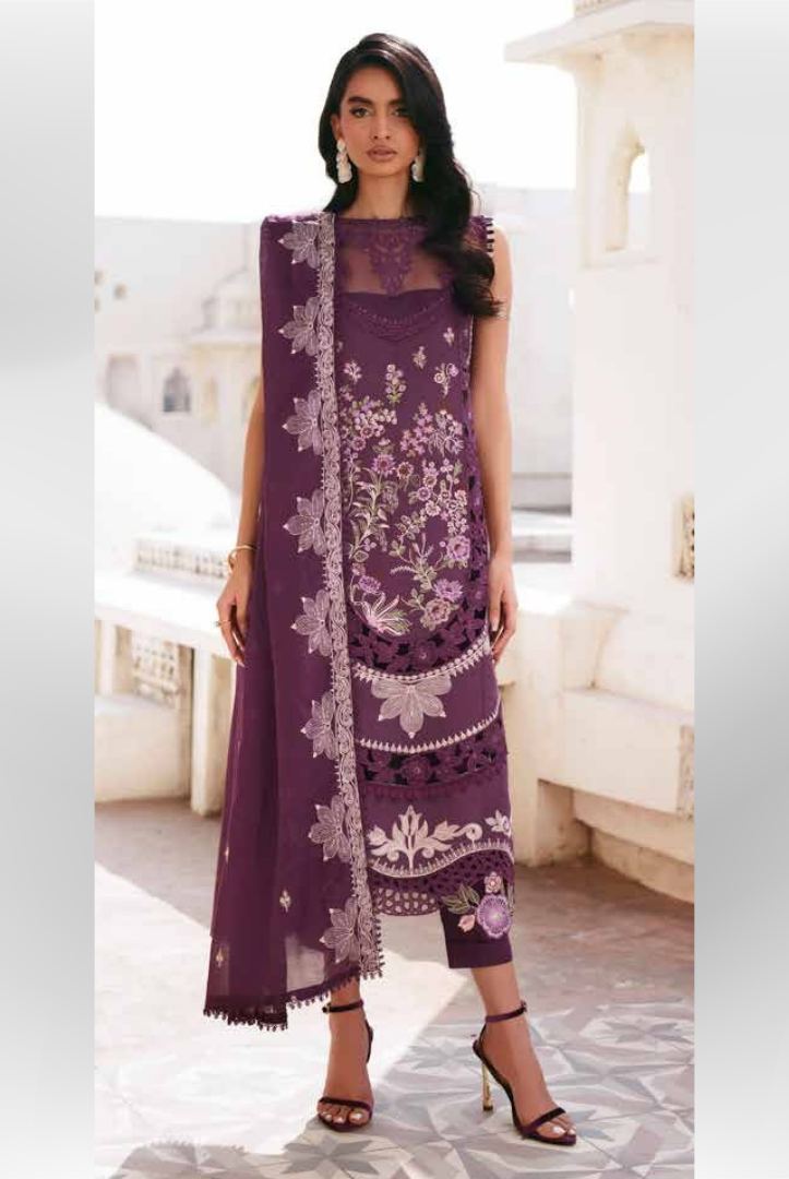 3 Piece Suit Stitched Embroidered Lawn Shangrila by Parishay Collection'26-SLA-15
