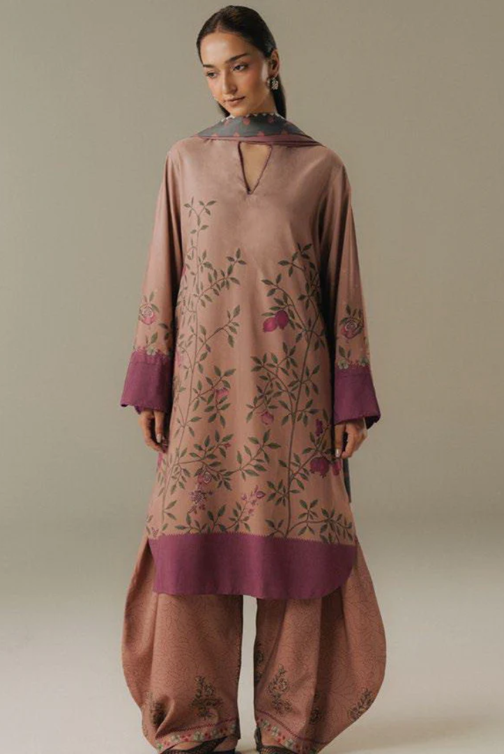 3 Piece Suit Stitched Printed Linen Drop Five Coco By Zara Shahjahan Sienna Field-4B