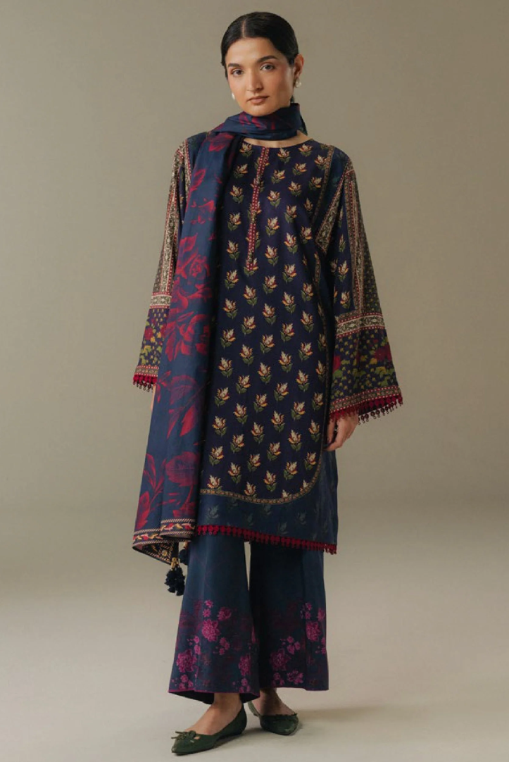 3 Piece Suit Stitched Printed Linen Drop Five Coco By Zara Shahjahan Soft Current-7B