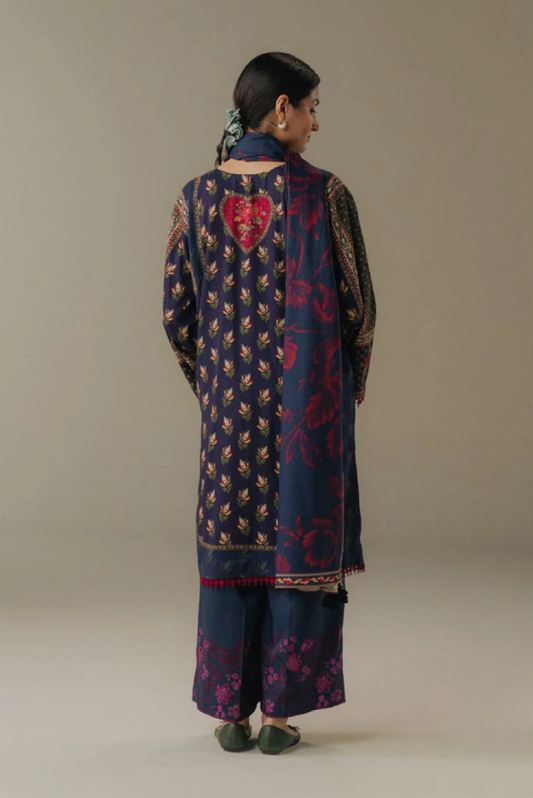 3 Piece Suit Stitched Printed Linen Drop Five Coco By Zara Shahjahan Soft Current-7B