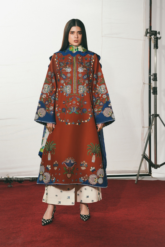 Hussain Rehar Jugnu – Stitched 3 Piece Embroidered Chiffon Suit-TAHMI