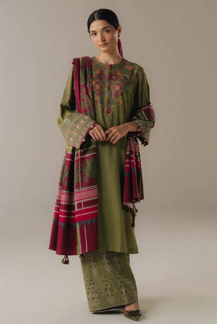 3 Piece Suit Stitched Printed Linen Drop Five Coco By Zara Shahjahan Terracotta Sky-9A