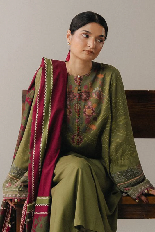 3 Piece Suit Stitched Printed Linen Drop Five Coco By Zara Shahjahan Terracotta Sky-9A
