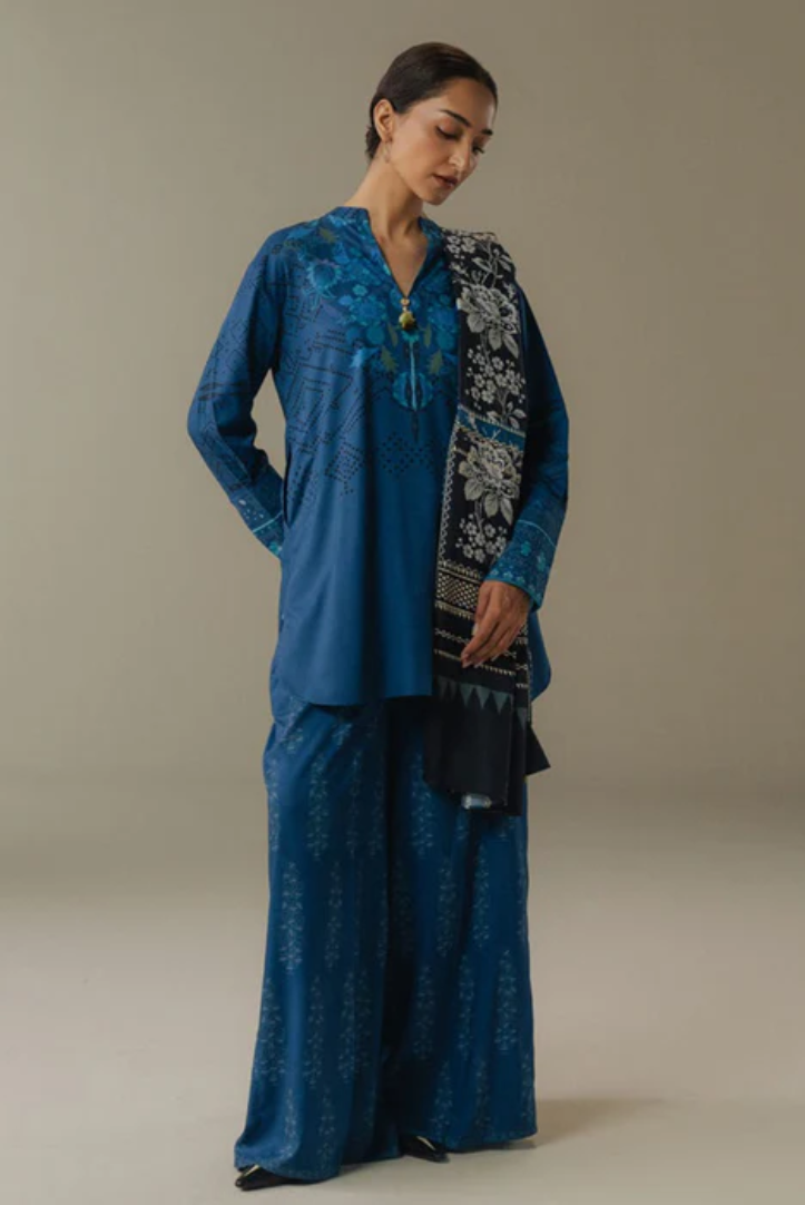 3 Piece Suit Stitched Printed Linen Drop Five Coco By Zara Shahjahan Terracotta Sky-9B