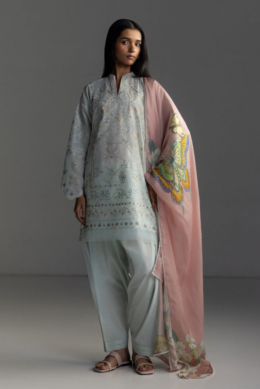 3 Piece Suit Stitched Embroidered Lawn Coco By Zara Shahjahan Lawn’26 VEYA-7B