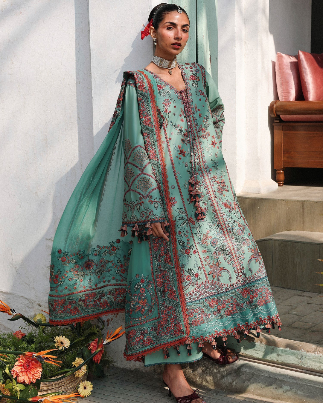 3 Piece Suit Stitched Embroidered KALABAGH Luxury Lawn '26 by Hussain Rehar Eid Edit VERDANT-D#91
