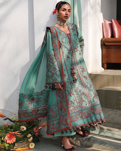3 Piece Suit Stitched Embroidered KALABAGH Luxury Lawn '26 by Hussain Rehar Eid Edit VERDANT-D#91