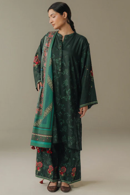 3 Piece Suit Stitched Printed Linen Drop Five Coco By Zara Shahjahan Wild Fern-2A