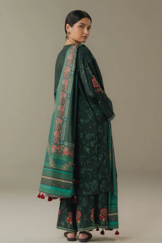 3 Piece Suit Stitched Printed Linen Drop Five Coco By Zara Shahjahan Wild Fern-2A