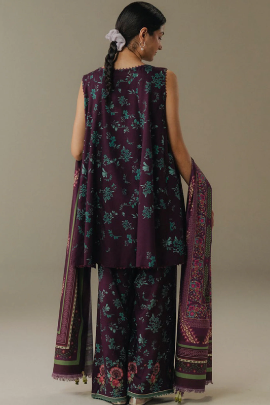 3 Piece Suit Stitched Printed Linen Drop Five Coco By Zara Shahjahan Wild Fern-2B