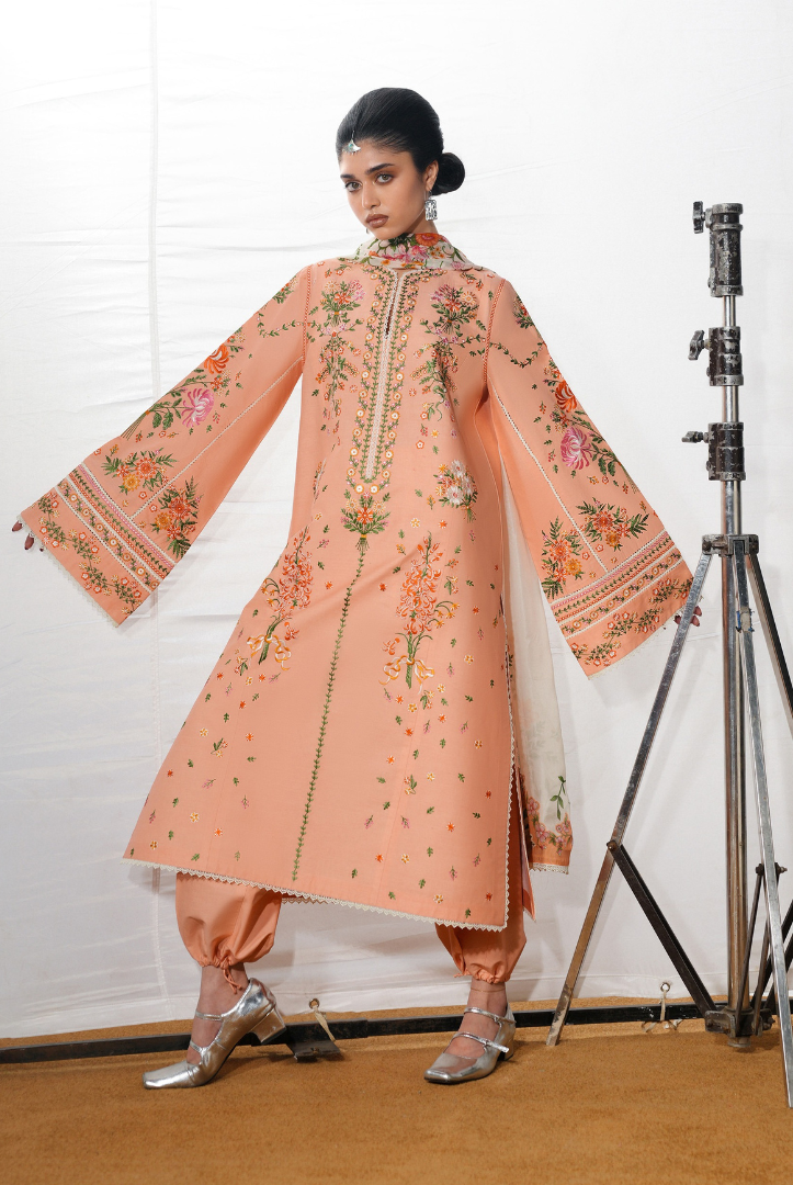 Hussain Rehar Jugnu – Stitched 3 Piece Embroidered Chiffon Suit-ZERAH