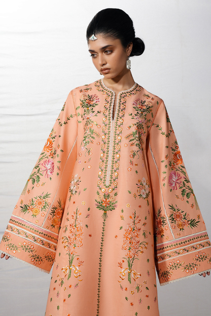 Hussain Rehar Jugnu – Stitched 3 Piece Embroidered Chiffon Suit-ZERAH