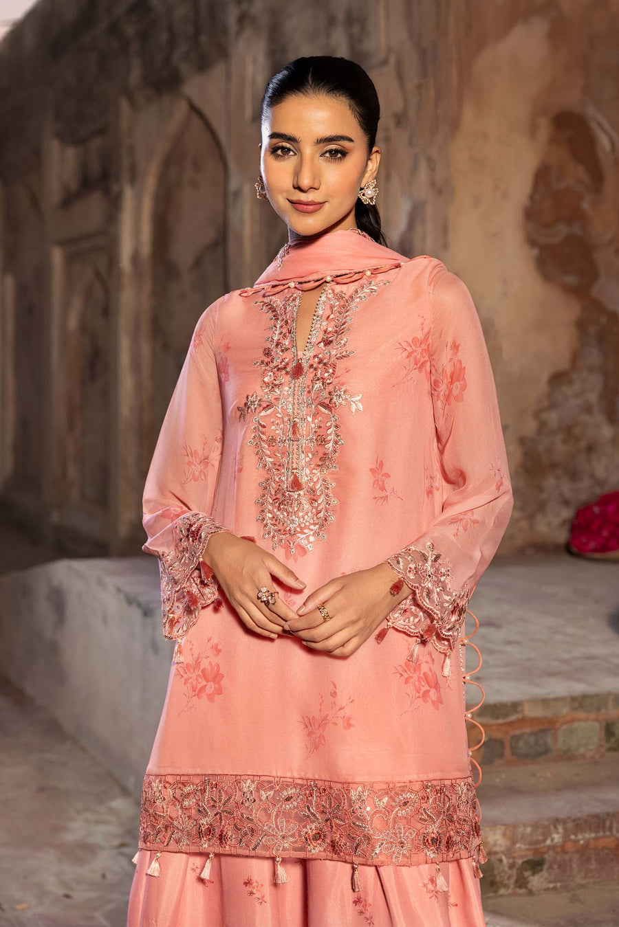3 Piece Stitched Embroidered Chiffon Suit