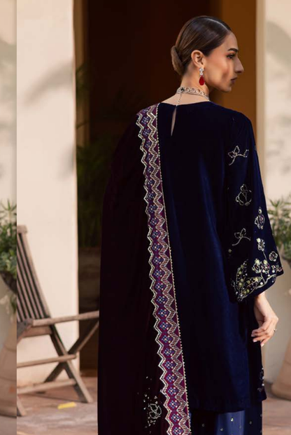 3 Piece Stitched Embroidered Velvet Suit with Shawl | Luxury Wedding Wear MAYA by Nureh