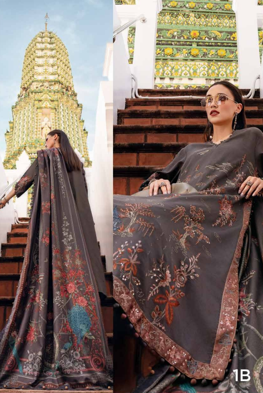 3 Piece Stitched Printed Linen Suit Maria B MPrints Winter Collection MBMP