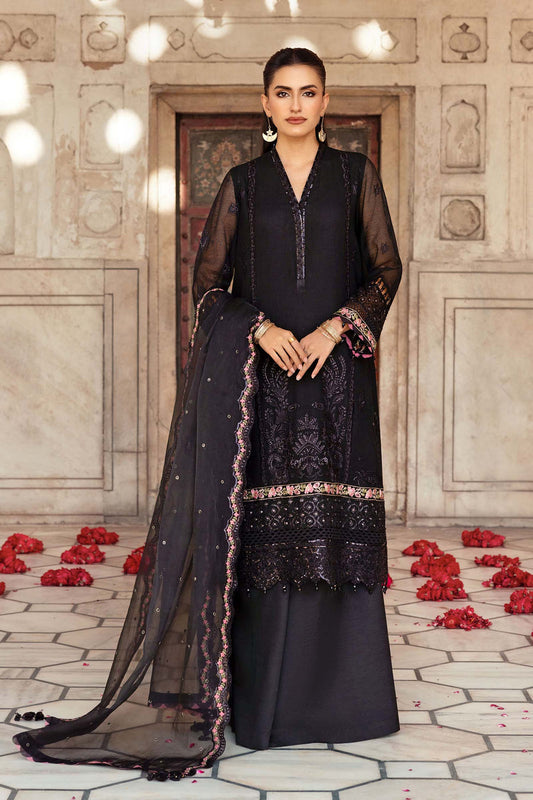 3 Pc Stitched Embroidered Silk Cotton Net Suit