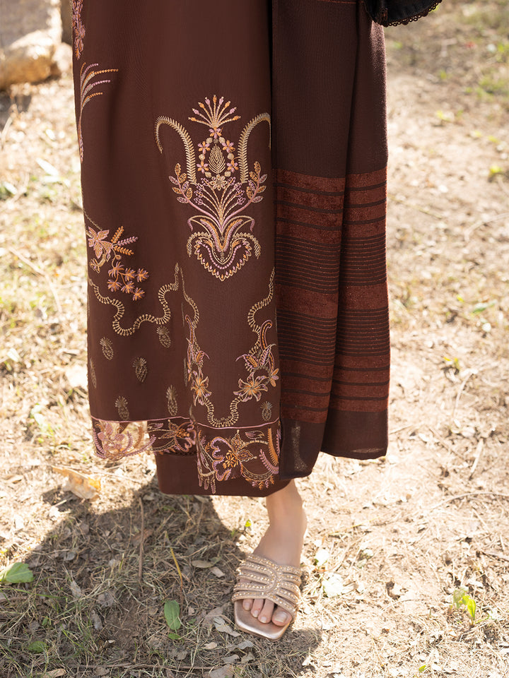 3 PC - Mystique by Sanam Saeed - Stitched Luxury Collection - Chocolate Brown (Article-08)