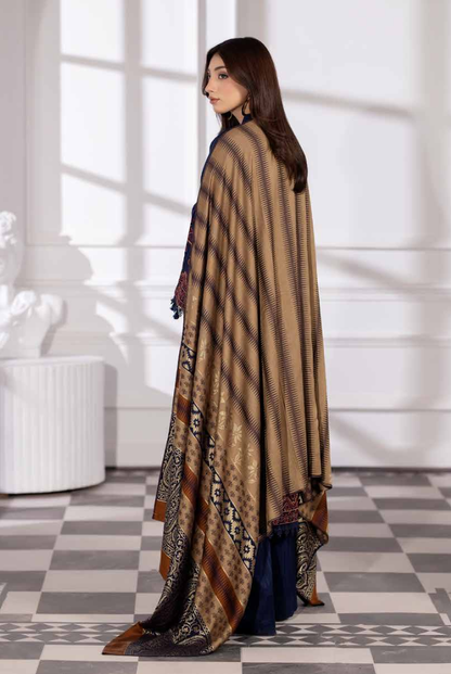 3 Piece Stitched Embroidered Winter Collection with Jacquard Shawl – Ameeli by Johra