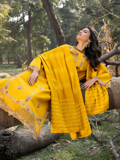 3 PC - Mystique by Sanam Saeed - Stitched Luxury Collection - Mustard Yellow (Article-02)