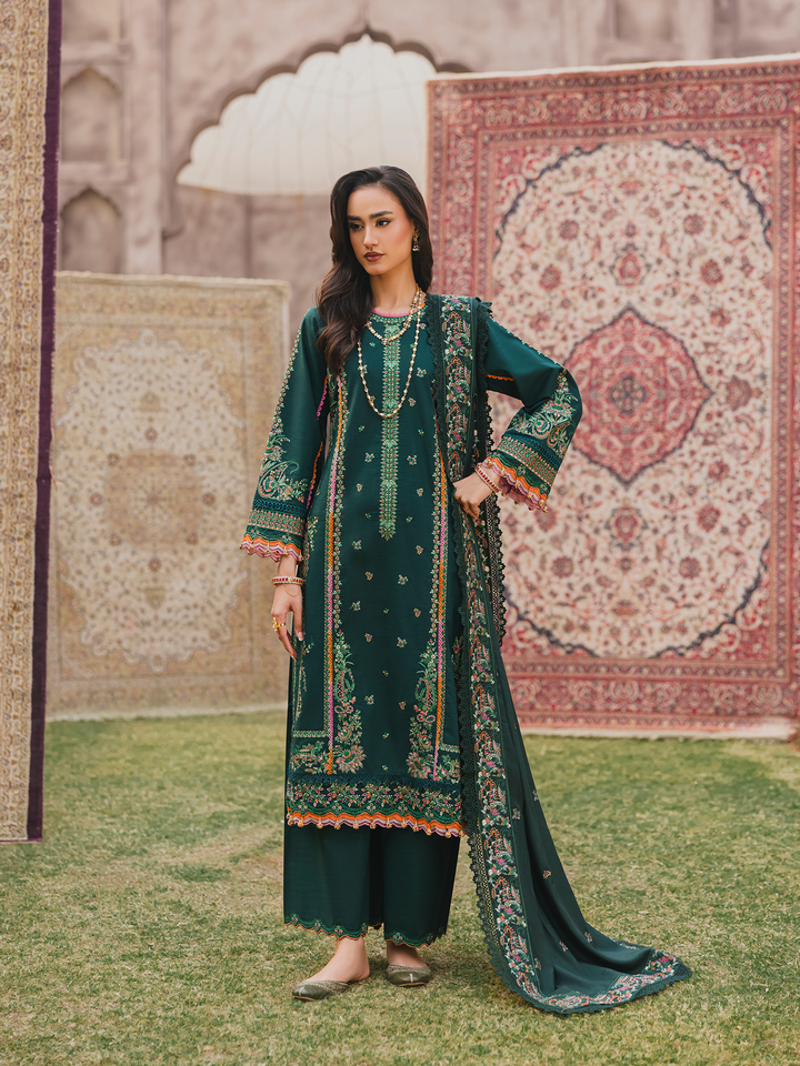 3 PC - Eshaisha Winter '25 - Stitched Slub Khaddar - Dark Green